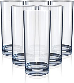 Highball Drinking Glasses, Clear Heavy Base Tall Bar Glass - Drinking Glasses for Water, Juice, Beer, Wine, Whiskey, and Cocktails | 10 Ounce Cups, Set of 6