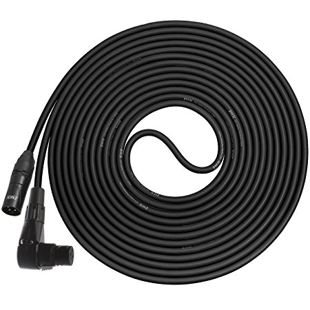 LyxPro Balanced XLR Cable Premium Series Microphone Cable, Speakers and Pro Devices Cable, 20 Ft RA Female- Black
