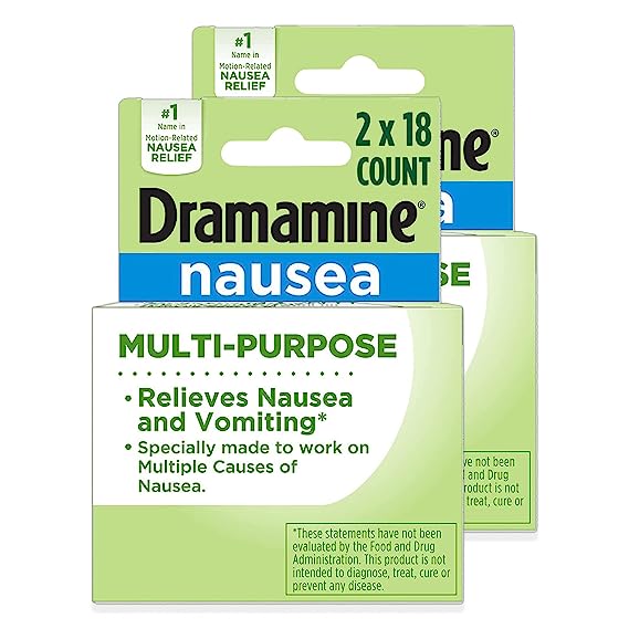 Nausea Multi-Purpose, 18 Tablets | Pack Of 2: Dramamine-N Multi-Purpose Formula | 18 Tablets | Pack Of 2 | Relieves Multiple Causes Of Nausea