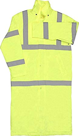 ERB 62030 S163 Class 3 Long Rain Coat Safety Vest, Hi-Viz Lime, X-Large