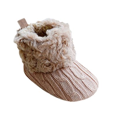 Weixinbuy Baby Girls Knit Soft Fur Winter Warm Snow Boots Crib Shoes
