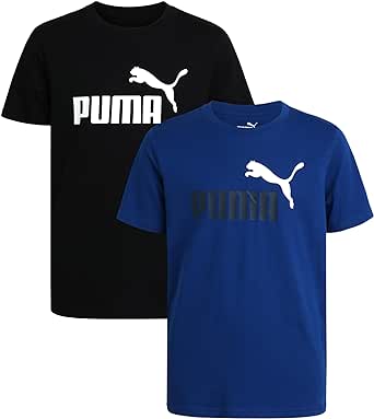 PUMA Boys' T-Shirt - 2 Pack Core Logo T-Shirt for Boys - Basic Athletic Crewneck Short Sleeve Tee (S-XL)