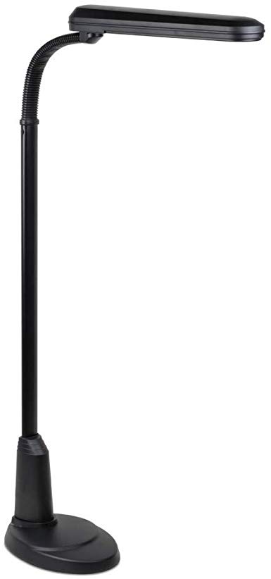 OttLite 24 Watt Floor Lamp with Flexible Neck and Weighted Base, Black