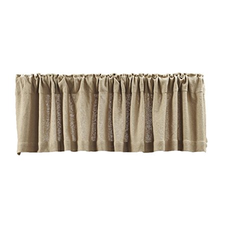 Lasting Impressions Burlap Natural Cotton Window Valance, 16-Inch-by-72-Inch