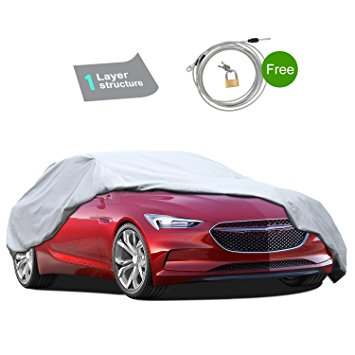 Pumpkin Car Cover with Non-woven Fabrics - Anti-UV Heat, Scratch Resistant Sedan Universal Suit - Durable Water Resistant for Indoor Outdoor Use, Wind Gust Strap & Anti-theft Lock Included