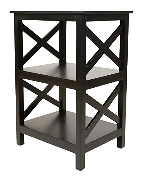 Pearington Multi Purpose Fully Assembled X Design Side/End Table With Storage, Black