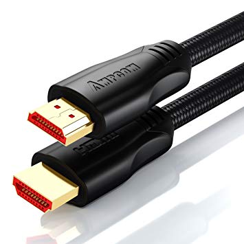 3FT HDMI Cable,AMPCOM Zinc-Alloy Shell,Cotton Braided,24K Gold Plated HDMI to HDMI Cord Compatible with HDMI 2.0a/b, 2.0, 1.4a (Ultra HD, 4K@60Hz, 3D, 1080p, HDR,4:4:4, ARC, Ethernet) Black