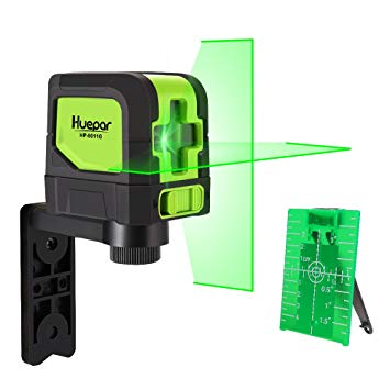 Green Beam Laser Level for DIYers Huepar 9011G Mute Self Leveling Horizontal and Vertical Cross Green Laser Lines Class 2 Standard, Including Magnetic Pivoting Base, Laser Target, and 2*AA Batteries