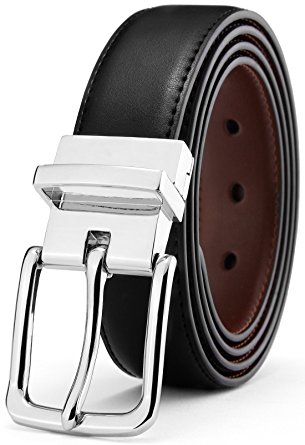 Bulliant Men Belt-Leather Reversible Belt for Men With Single Prong Buckle in Gift Box,Trim to Fit