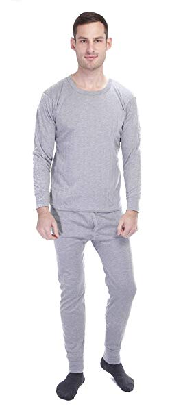 Men's Lightweight Ultra Soft Cotton Fleece Lined Thermal Underwear Long John Set