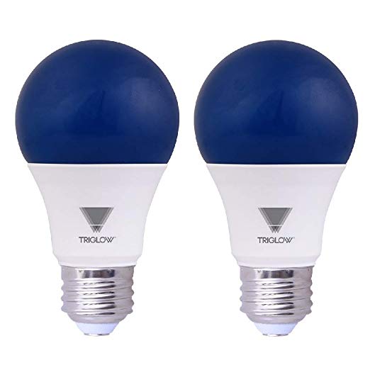 TriGlow Blue LED A19 Light Bulb, 9 Watt (60 Watt Equivalent) Blue Light Bulbs 2-Pack