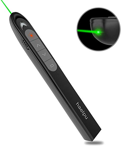 Wireless Presenter Remote with Green Light, 200FT Range RF 2.4GHz Office Presentation Remotes Clicker, Power Point Clicker for PC Laptops Tablets
