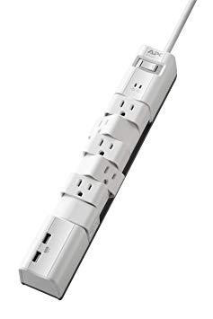 APC Surge Protector, 6 Rotating Outlets, 1080 Joule Surge Protection with 2 USB Charger Ports, Surgearrest Essential (PE6RU3W)