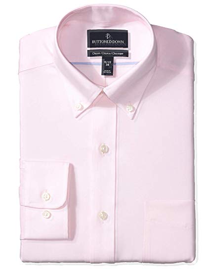 Amazon Brand - BUTTONED DOWN Men's Classic Fit Button-Collar Solid Pinpoint Non-Iron Dress Shirt