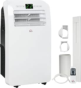 HOMCOM 12000 BTU Portable Air Conditioner for Rooms Up to 550 Sq. Ft., 3-in-1 AC Unit with Dehumidifier, Cooling Fan, Remote, 24H Timer On/Off, Window Installation Kit