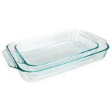 Pyrex Basics Clear Oblong Glass Baking Dishes 2 Piece Value Plus Pack Set