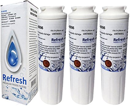Refresh Maytag UKF8001 PUR Water Filter Replacement 3-PACK - UKF8001AXX, EDR4RXD1, Whirlpool 4396395, Puriclean II, Kenmore 9006