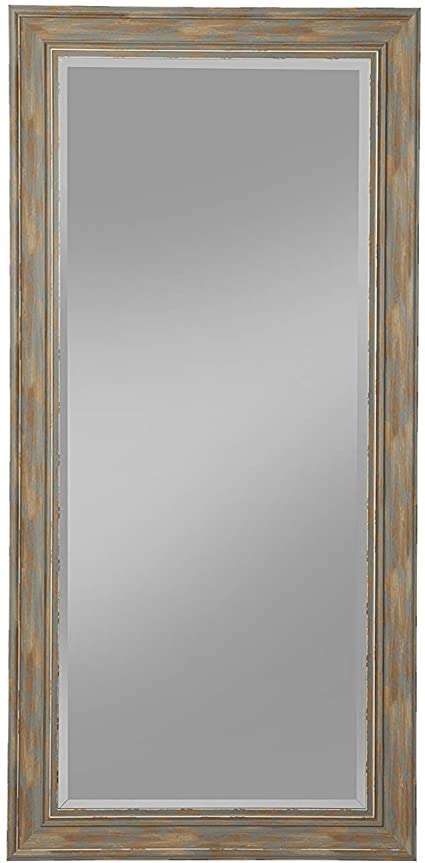 Full Length Wall Mirror - Rustic Rectangular Shape Horizontal & Vertical Mirror - Can Be Use in Living Room, Bedroom, Entryway or Bathroom (Antique Turquoise)