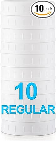 AOZITA 10 Pack REGULAR Mouth Mason Jar Lids for Ball, Kerr and More - White Plastic Storage Caps for Mason/Canning Jars - Leak-Proof