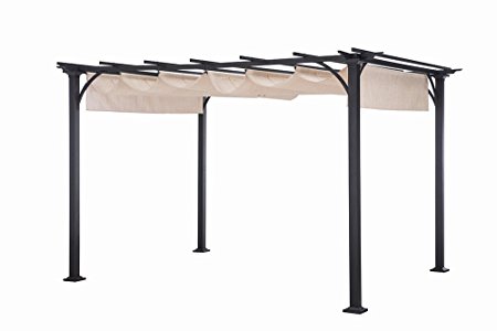 Sunjoy L-PG080PST-G1 Large Naples Pergola, 10' by 8', Beige