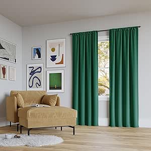 Sun Zero Rianna Theater Grade Extreme 100% Blackout Rod Pocket Curtain Panel, 40" x 84", Malachite Green