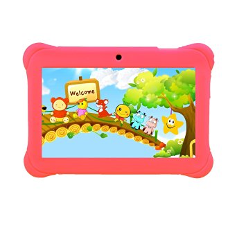 Tagital® 7" T7K Quad Core Android Kids Tablet, with Wifi and Camera and Games, HD Kids Edition with Kid Mode Pre-Installed (Pink)