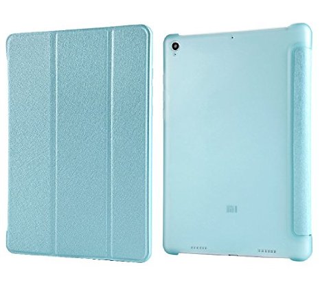 Ultrathin Silk Pattern 3 Folios Stand Smart Sleep PU Flip Leather Case with Back Hard Plastic Cover for Xiaomi Mi Pad Mipad Tablet Pc Cases (7.9 inch) (Light Blue)
