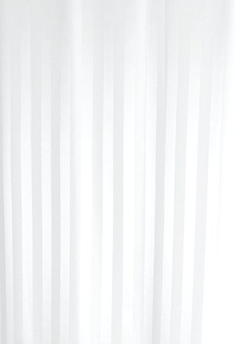 White Satin Stripe Shower Curtain Polyester Fabric - VARIOUS SIZES - STANDARD / EXTRA SHORT / EXTRA WIDE / EXTRA LONG - Machine Washable - Weighted Hem - Rustproof Eyelets (240 CM WIDE X 180 CM LONG)