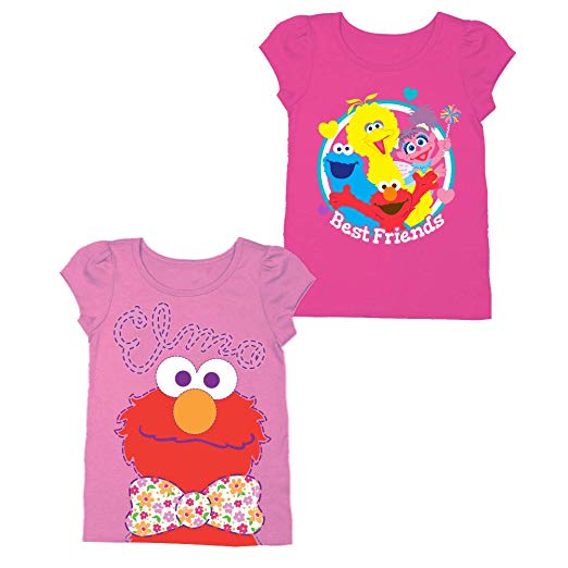 Sesame Street Short Sleeve Shirt – 2 Pack Tees – Elmo, Cookie Monster & Friends!