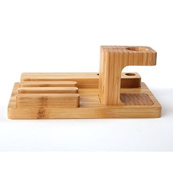 SEENDA Bamboo Display Charging Stand for Cell Phones Tablets iPhone iPad iWatch Pens and more