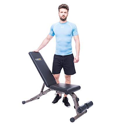 FEIERDUN Weight Bench - Exercise Workout Bench, Adjustable Gym Bench 5 Back Pad Positions from Flat/Incline/Decline with 3 Position Seat