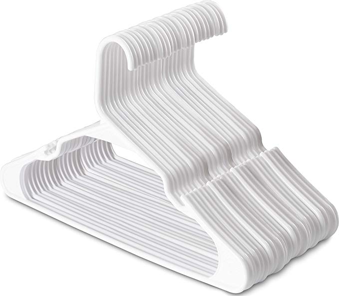 ZOYER Standard Plastic Hangers (50 Pack) - Durable and Strong - White