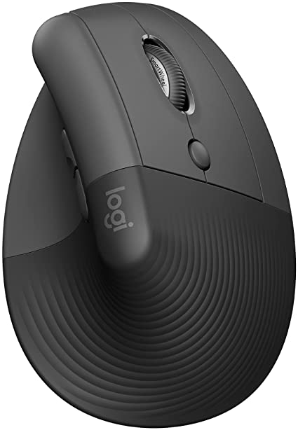 Logitech Lift Vertical Ergonomic Mouse, Wireless, Bluetooth or Logi Bolt USB Receiver, Quiet clicks, 4 Buttons, Compatible with Windows/macOS/iPadOS, Laptop, PC - Graphite