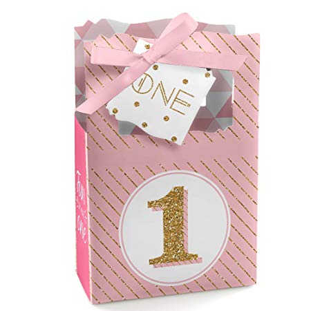 1st Birthday Girl - Fun to be One - First Birthday Party Favor Boxes - Set of 12