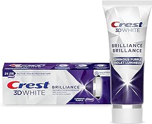 Crest 3D White Brilliance Teeth Whitening Purple Toothpaste, Luminous Mint 85mL