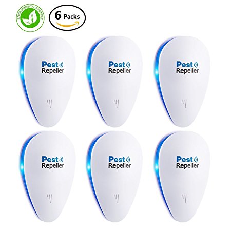 Ultrasonic Pest Control Repeller [Spring Special]- Electronic Mouse Repellent Plug In for Insect - Mice, Mouse, Bed Bugs, Spiders, Mosquitoes, Roaches, Ants - No more Trap, Spray & Bait (6 Packs)