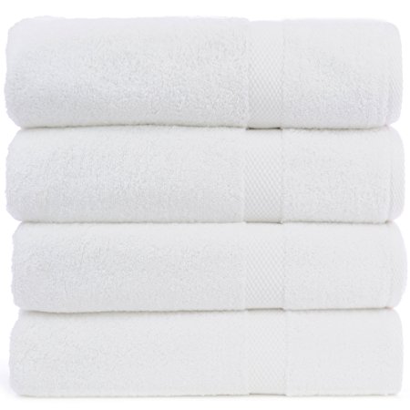 Luxury Hotel & Spa Towel Turkish Cotton - Honeycomb (White, Bath Towel  - Set of 4)