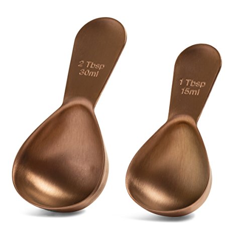 Stainless Steel Coffee Scoop Set / Measuring Spoons, 1 Tbps & 2 Tbsp Exact - Rose Gold