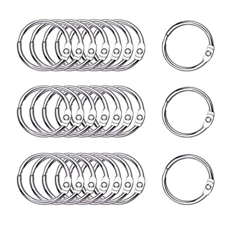 Antner 100 Pack Loose Leaf Book Rings Silver 35mm/1.38inch Metal Binder Rings Key Rings Nickel Plated Hinged O-Ring