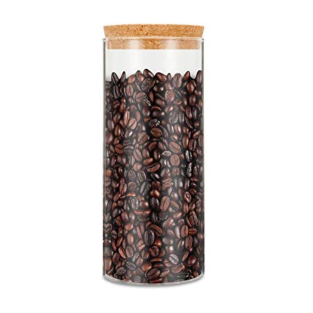 Luxtea Glass Jar Borosilicate Canister 34oz with Cork Stopper Lid, Airtight Container Cookie Candy Spice Tea Cereal Storage