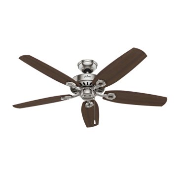 Hunter 53241 Builder Elite 52-inch  Brushed Nickel Ceiling Fan with Five Brazilian Cherry/Harvest Mahogany Blades