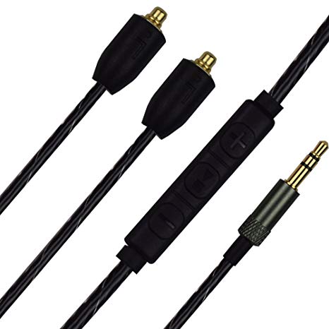 3.5mm Replacement Audio Cable with Remote Control Upgrade Extension Cable Compatible Shure SE215、SE846、SE425、SE535、SE535LTD-J、SE315 YINYOO PRO H5 HQ5 Earphone (Black)