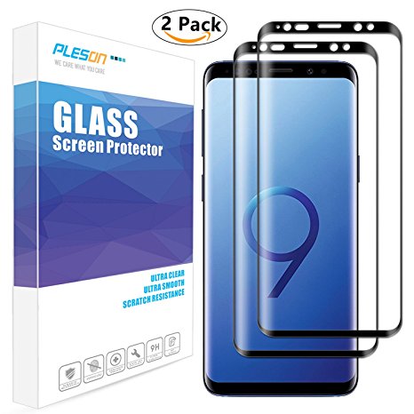 Galaxy S9 Plus Screen Protector [ 2 Pack ], PLESON Samsung Galaxy S9 Plus Screen Protector, [ Not Glass ] [Case Friendly] [Full Coverage] Anti-Bubble Film Screen Protector (Black1)