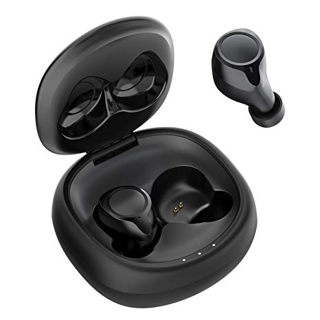 True Wireless Earbuds, Dudios Zeus TWS Bluetooth 5.0 Headphones Mini in-Ear IPX5 Sweatproof Headset (Built-in Mic, 3.5 Hour Music Time, 500mAh Re-Chargeable Case and Reliability Connection)- Black