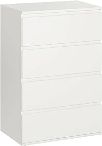 HOMCOM Chest of Drawers, 4 Drawers Storage Cabinet Floor Tower Cupboard for Bedroom Living Room, White