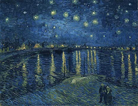 Wieco Art Starry Night Over The Rhone Canvas Prints Wall Art by Van Gogh Famous Oil Paintings Reproduction Extra Large Modern Gallery Wrapped Giclee Artwork Seascape Pictures for Bedroom Home Decor