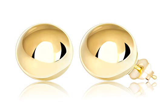 Premium 14K Gold Ball Stud Earrings, 2mm - 10mm