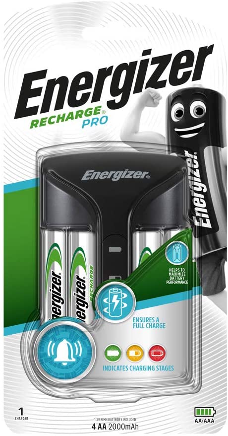 Energizer Pro Battery Charger, Recharge Pro Charges NiMH Rechargeable AA and AAA Batteries (4 AA Rechargeable Batteries Included)