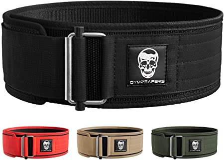 Gymreapers Quick Locking Weightlifting Belt for Bodybuilding, Powerlifting,  Cross Training - 4 Inch Neoprene with Metal Buckle - Adjustable Olympic