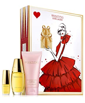 Estee Lauder Beautiful To Go Set includes: Eau de parfum spray (1 oz.) Perfumed body lotion (2.5 oz.) Eau de parfum purse spray (0.16 oz.)